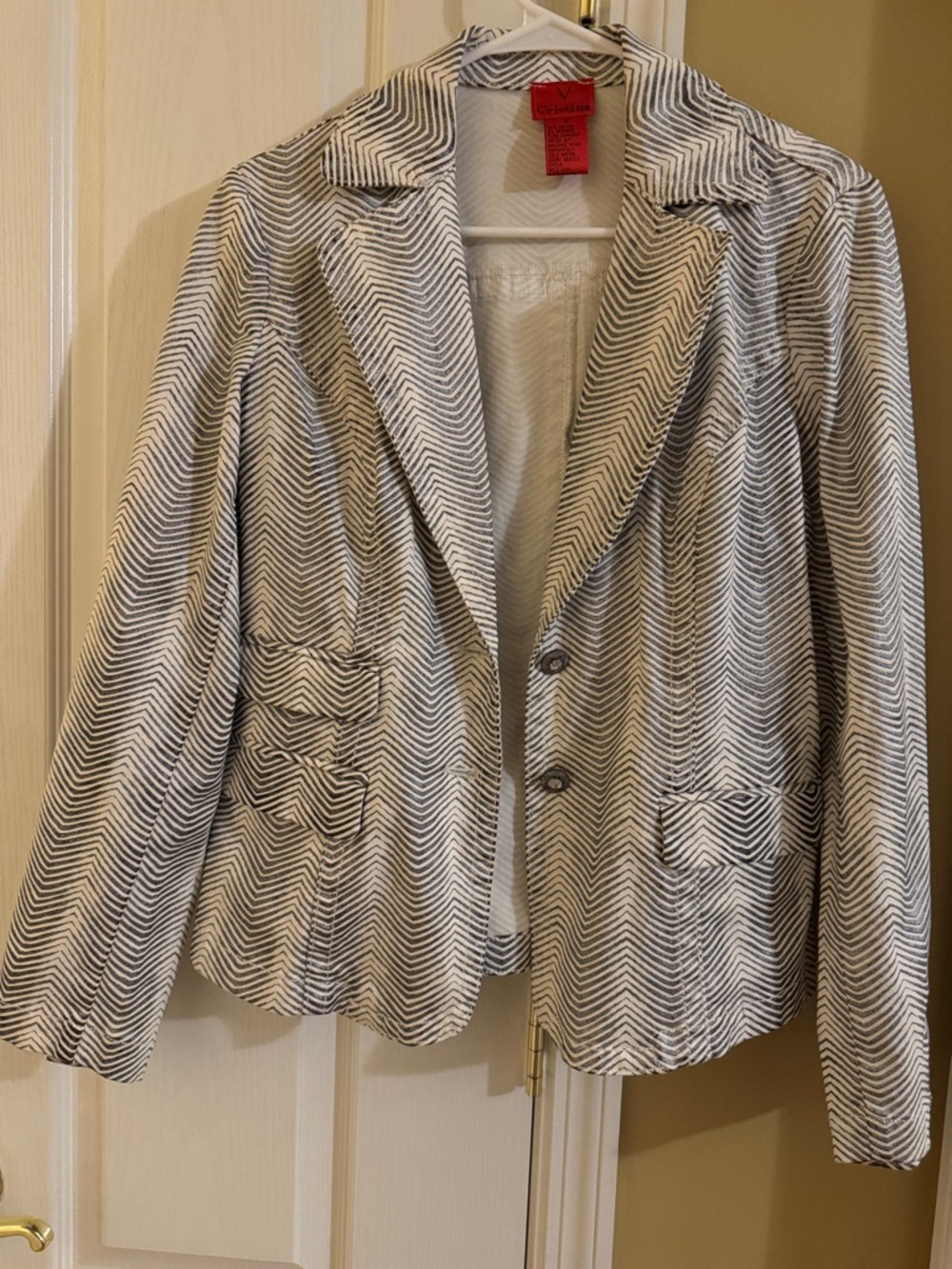 Chevron Pattern Tailored Blazer - Black & White